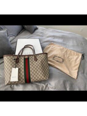 💖🌈Gucci💖🌈 Brown Ophidia GG Coated Canvas Tote Bag